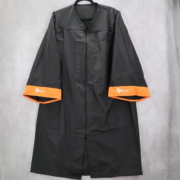 UT Dallas Black Orange Bachelor Degree College Graduation Full Zip Gown Plus 1XL - Picture 1 of 6